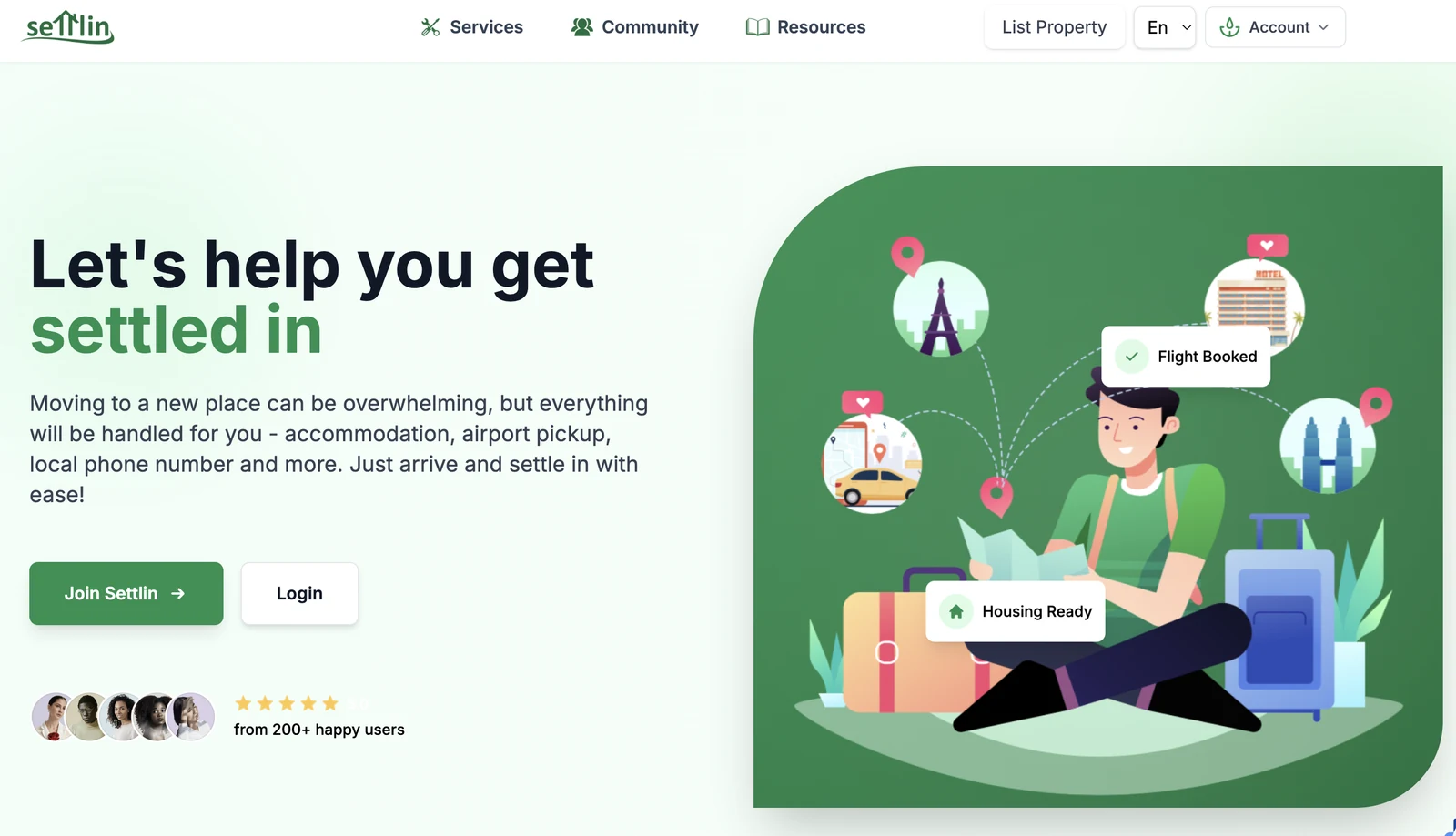 SettlIn Homepage